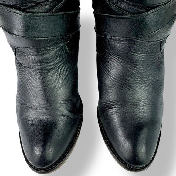 Aldo Vintage Western Go Go Boots High Heeled Black Leather Moto Biker 7.5 - 8 - Picture 8 of 11